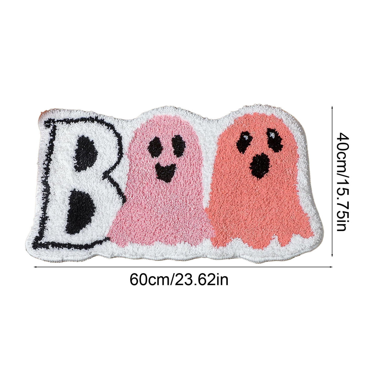 Halloween Heart Print Doormat 60x40cm, Black Orange Spooky Entry Mat for Front Door, Non-Slip Indoor Outdoor Rug