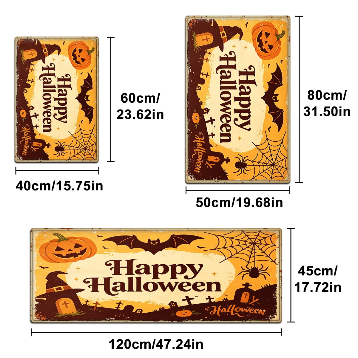 YIMEIS Halloween Orange Pumpkin Lantern Soft Non-slip 1Pc Flannel Mat and Kitchen Rugs,16''x24'',for Bathroom Entryway Bedroom