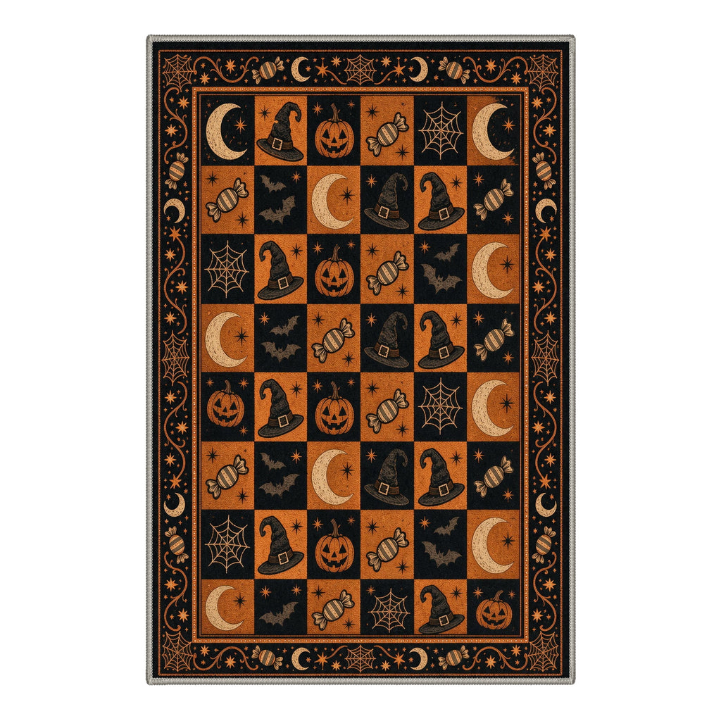GENIMO 2'x3' Halloween Doormat, Washable Non Slip Soft Vintage Witch Outdoor Door Mat for Front Door Covered Porch Patio Entryway, Burnt Amber