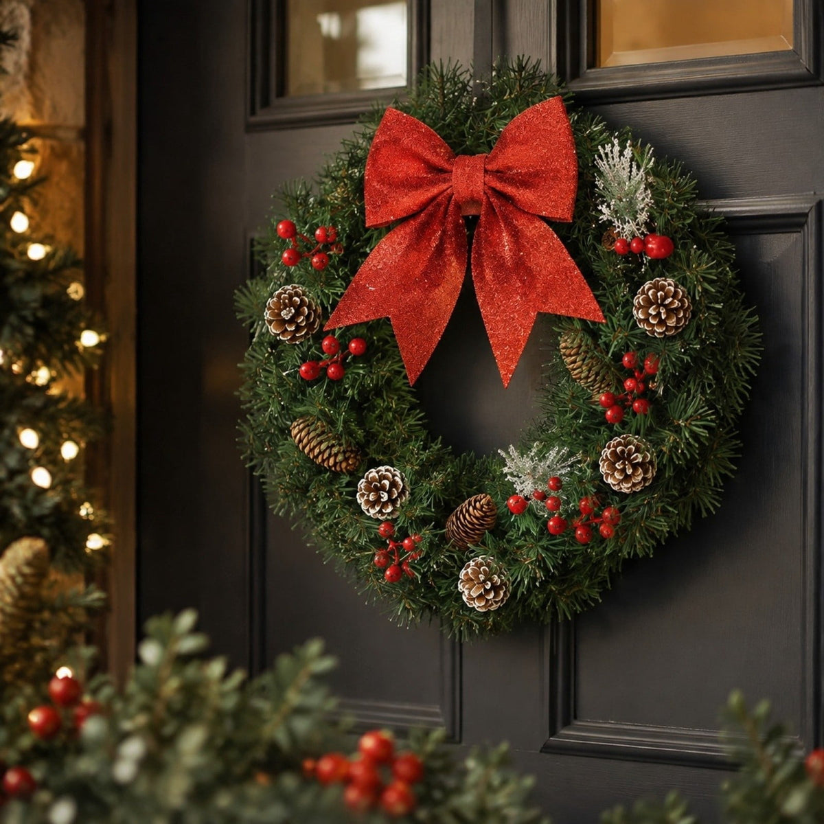 Nkmbld 4th of July Wreaths for Front Door, Independence Day Wreath Red White Blue Flower Wreath for Independence Day Memorial Day Flag Day Decor