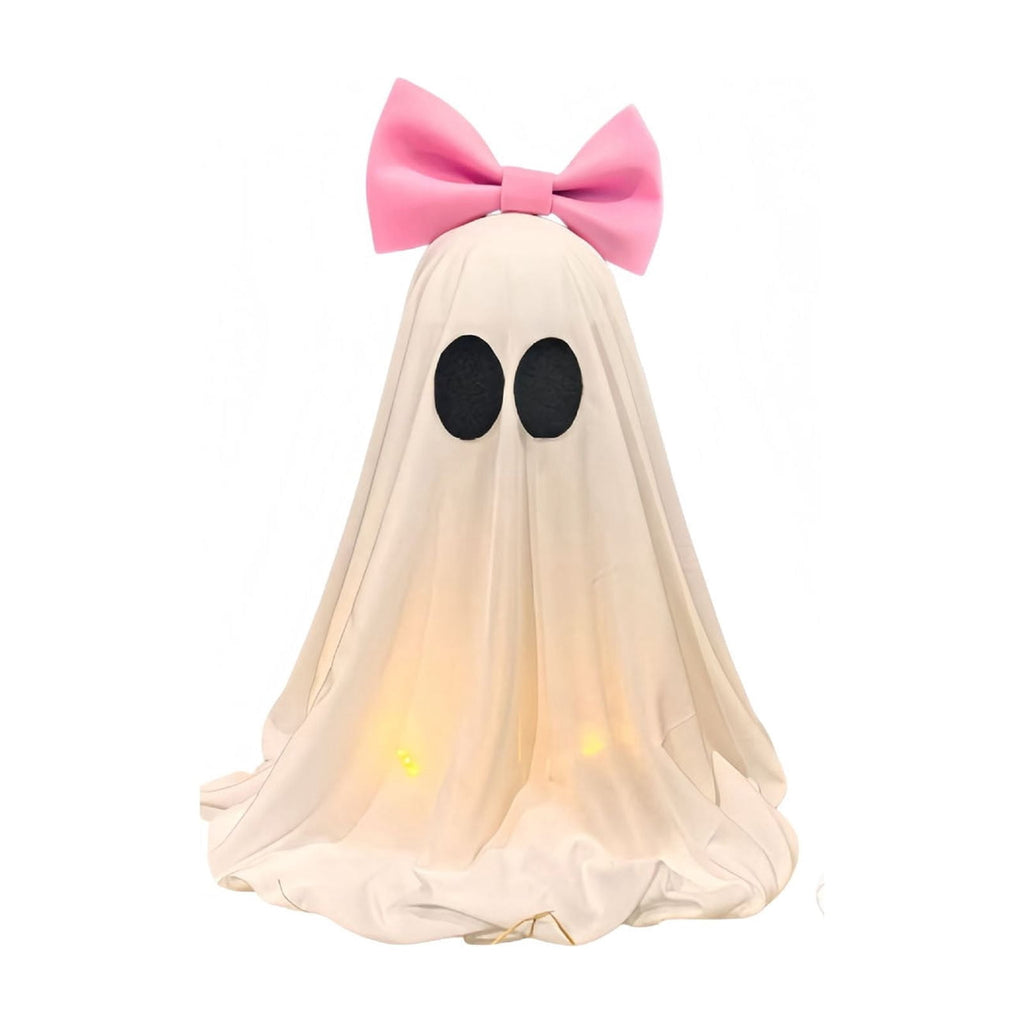 Clearance! Halloween Yard Decorations Light Up Ghost with Bow for Outdoor Front Porch Patio Lawn Garden Entryway Scary House Display Spooky Holiday Party Prop Home Decor