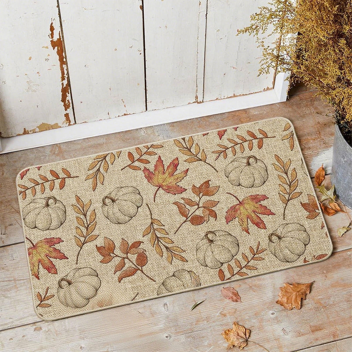Halloween Door Mat Pumpkin Absorbent Skidproof Mat 23.62x15.35in Polyester Skidproof & Water Absorbent for Front Door Bathroom Kitchen Entryway Halloween Door Mat by MPOISVA
