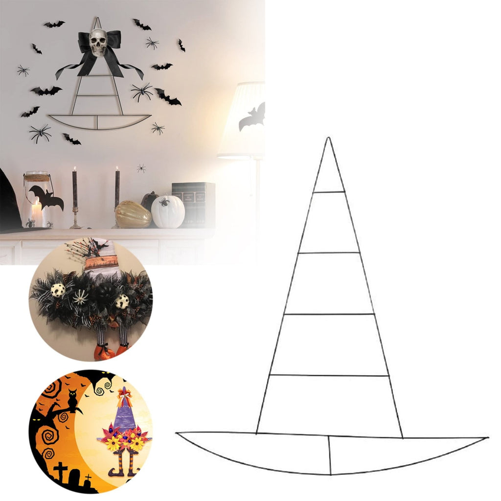 HEXBOOYOO Clearance Witch Hat Shaped Metal Wire Wreath Frame Hat Shape Wreath Form DIY Halloween Floral Form Ring for Garden Holiday DIY Making Crafts Accessories