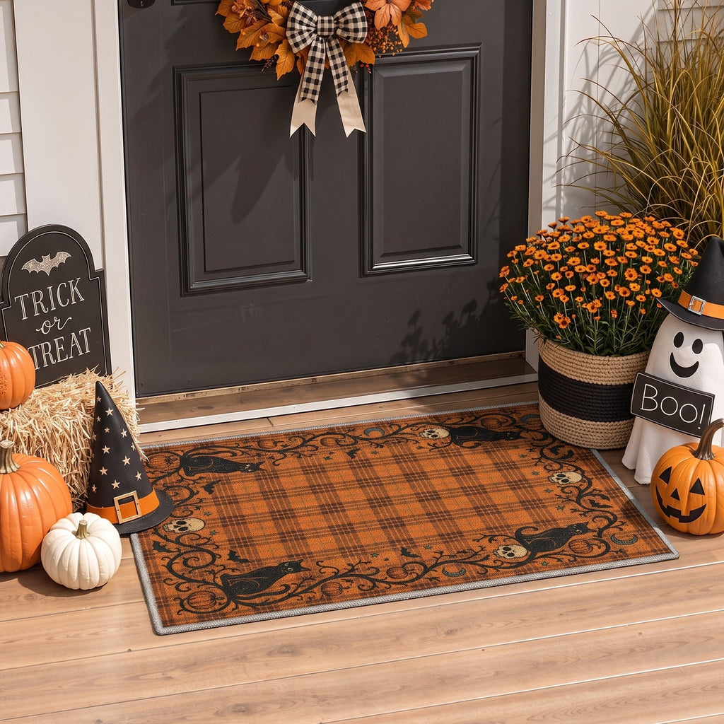 KUETH 3'x5' Halloween Machine Washable Area Rug, Non-Slip Rugs for Living Room, Bedroom and Dining Room, Orange