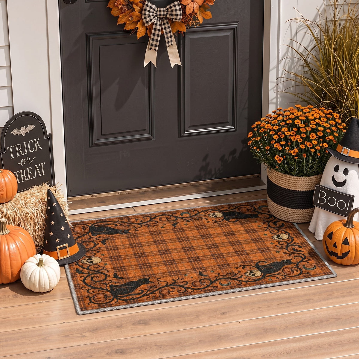 KUETH 3'x5' Halloween Machine Washable Area Rug, Non-Slip Rugs for Living Room, Bedroom and Dining Room, Orange