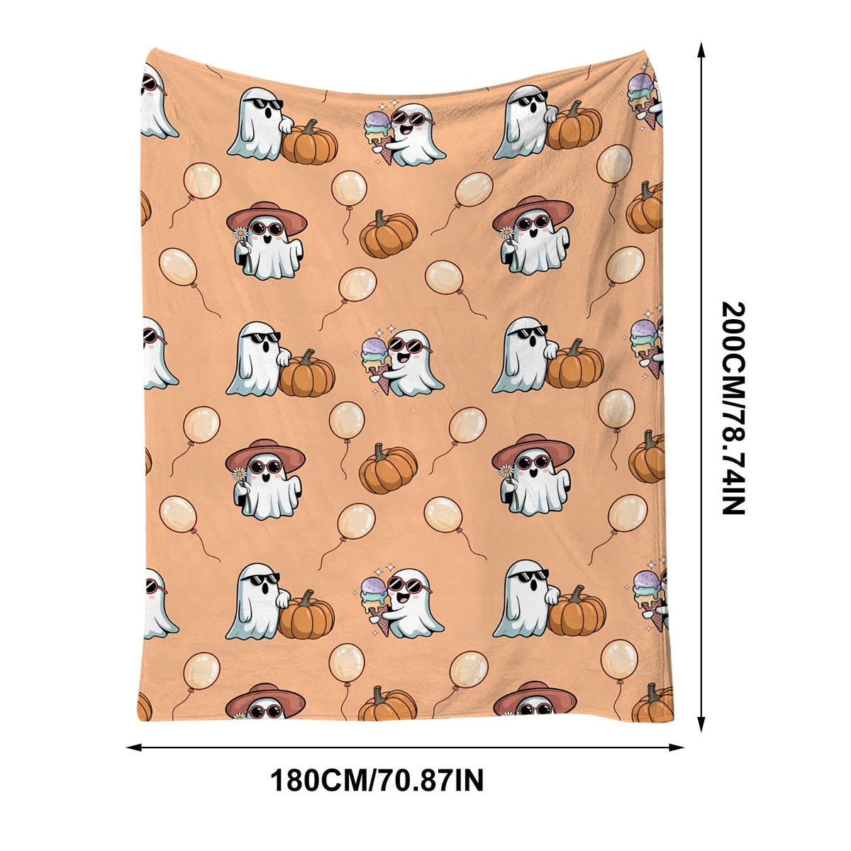 Halloween blanket,Halloween Print Throw Blanket Flannel Soft Cozy Decorative Nap Blanket with Ghost Pumpkin Skull for Office Bedroom Sofa Camping Travel(100x150cm/39x59 Inch),Black