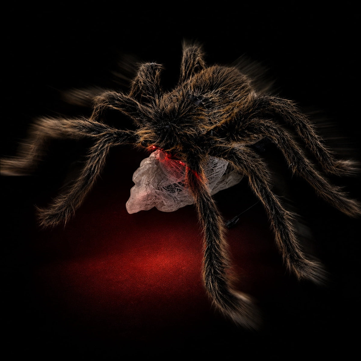 Jumping Scary Spider Halloween Prop Animated Pops Up Furry Toy with Glowing Eyes Spooky Sounds Motion-Activated Prank Decor for Porch Party Display