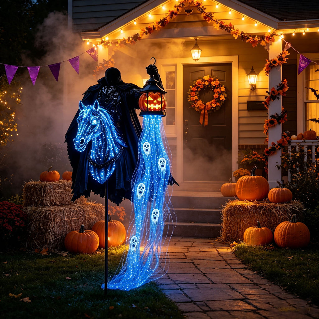 Solar Halloween Metal Moon Black Cat Garden Stake with LED Pumpkin Lantern, Light Up Star Bat Yard Decor Stake, Spooky Outdoor Lawn Pathway Halloween Decoration