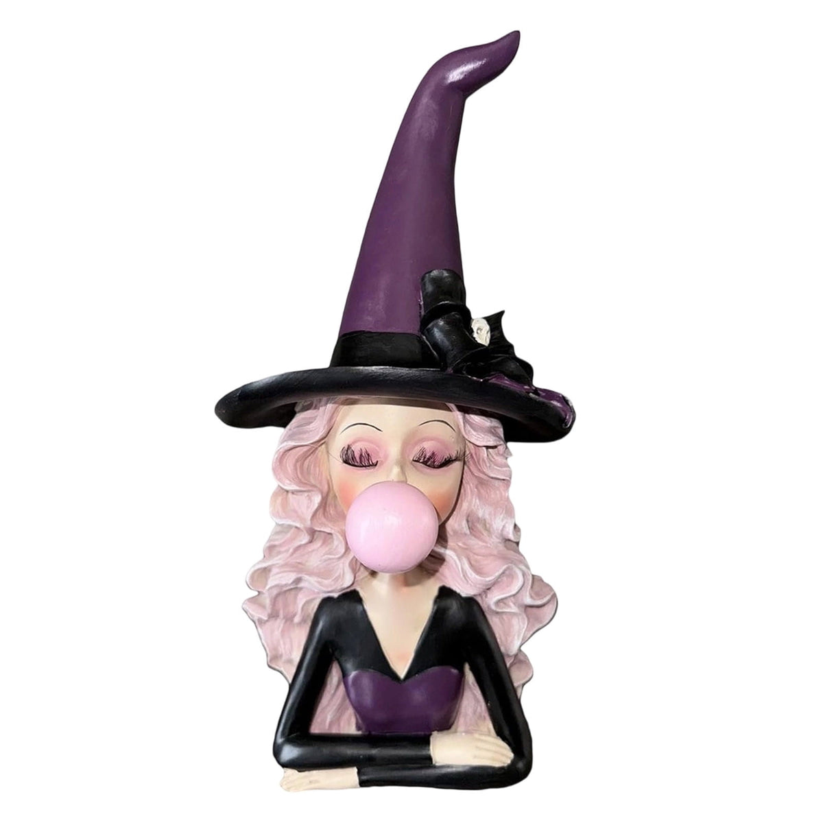 Halloween Ghost Figurine, Ghost Girl with Pink Bow & Hot Drink, Funny Ghost Statue Halloween Decor for Gift, Cute Spooky Tabletop Ornament for Home, Mantle, Desk & Party Decoration