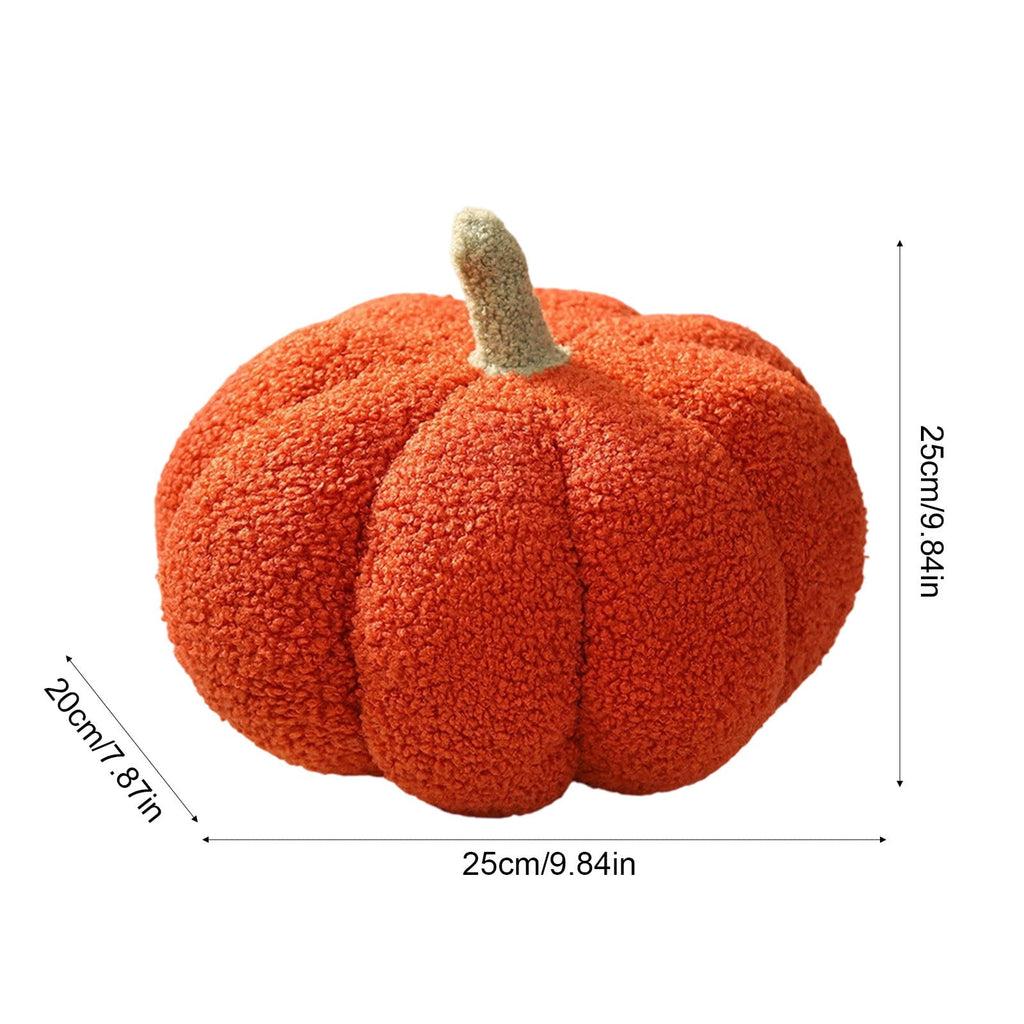 Yhmxh Soft Fluffy Pumpkin Throw Pillow, 3D Plush Sherpa Stuffed Pumpkin Cushion Decor, Cute Autumn Harvest Pumpkin Shaped Plush Toy for Sofa Couch Bed Farmhouse Thanksgiving Halloween Party Decor