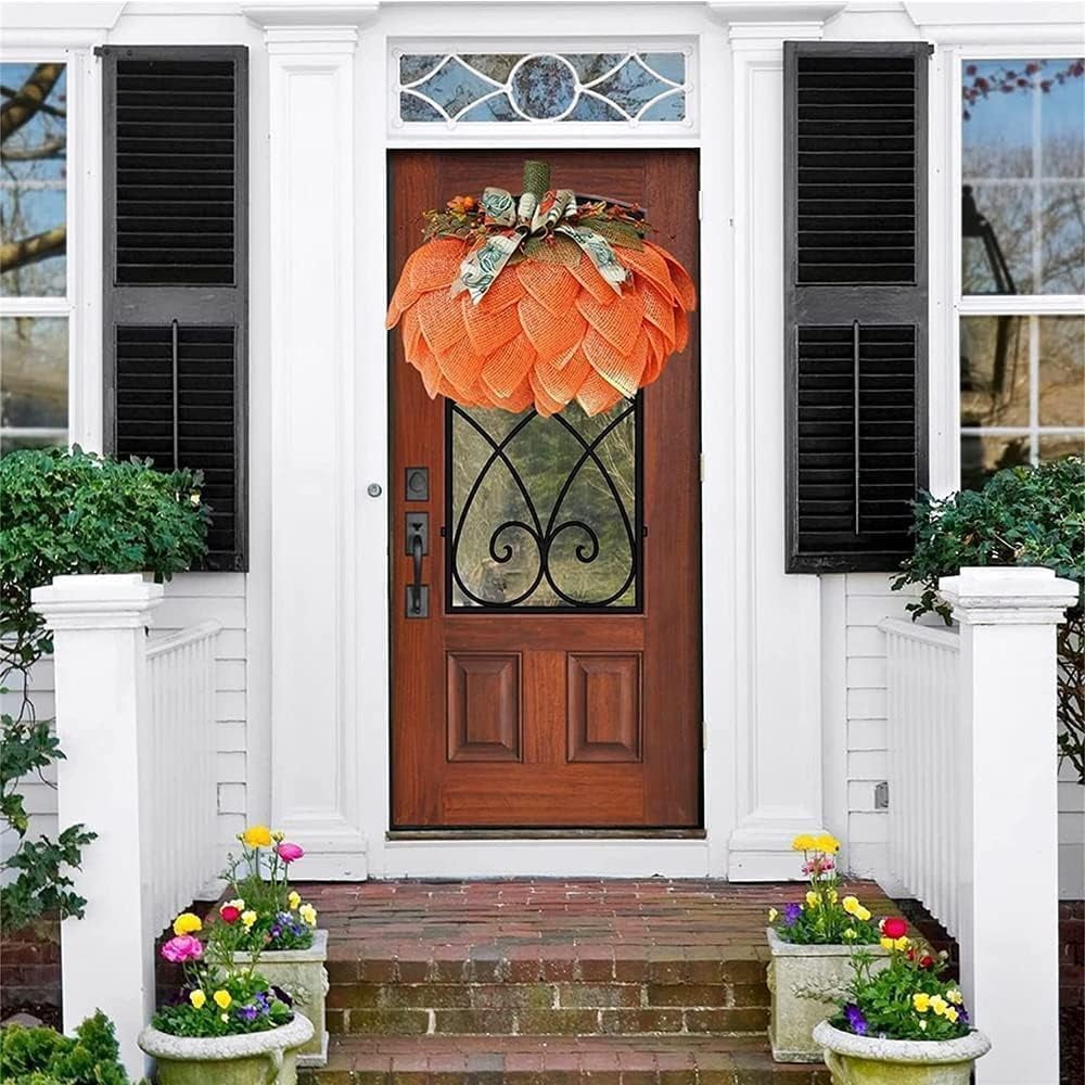 KOMI 2024 Fall Peony and Pumpkin Wreath for Front Door - Year Round Durable Farmhouse Wreath with Maple Leaves, Berries, Pinecones, and Pumpkins for Thanksgiving, Halloween, and Seasonal Home Decor