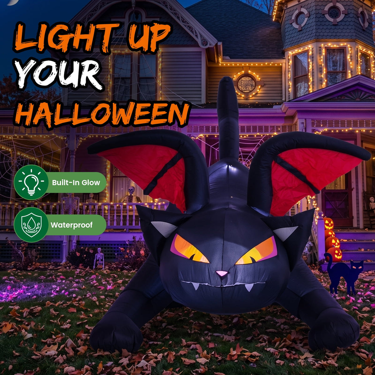 6FT Halloween Inflatable Ghost Pumpkin Decorations with LED Lights, 3 Ghosts Inflatable Yard Decorations for Outdoor Lawn Garden Porch Indoor Party Decorations
