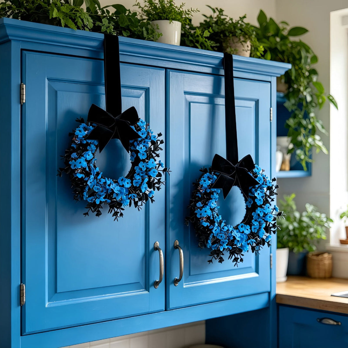 Mini Spring Wreaths, Artificial Daisy Flowers Small Pillar Holder Wreath, Spring Summer Floral Wreath for Candle, Farmhouse, Porch, Front Door, Cabinets, Table Decoration, White