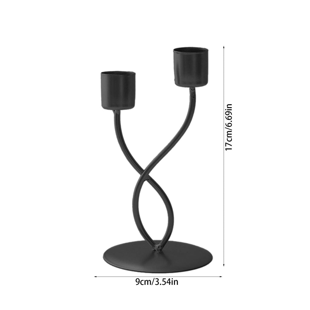 Slhenay Modern Candlestick Candle Holders for 2 Candles- Matte Black Candelabra for Halloween Tabletop Taper Candlesticks Decor for Home Decorative Candle Stick Holder for Formal Events Dining Room