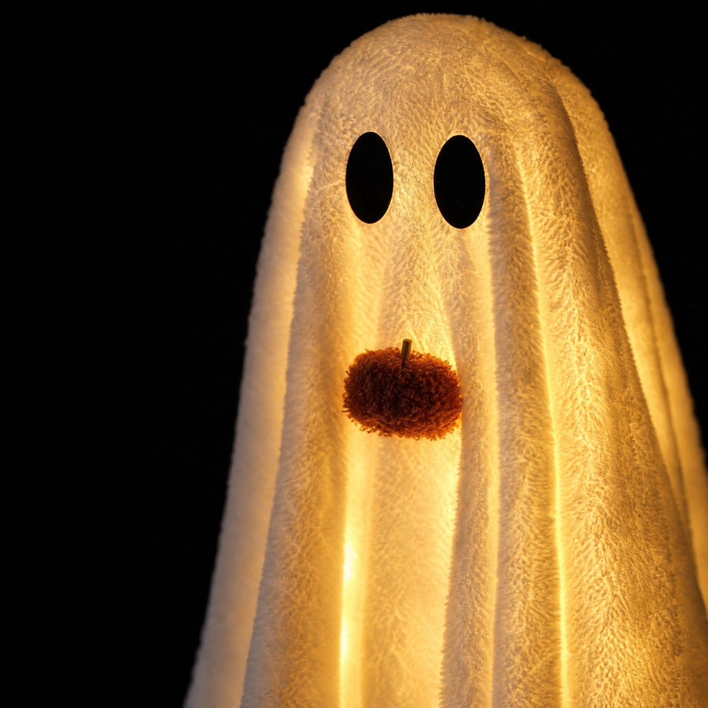 Clearance! Halloween Yard Decorations Light Up Ghost with Bow for Outdoor Front Porch Patio Lawn Garden Entryway Scary House Display Spooky Holiday Party Prop Home Decor