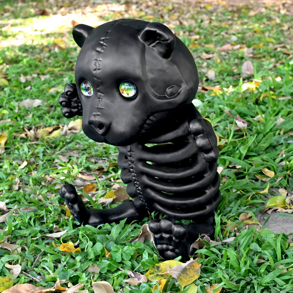 Seasons Large Halloween Teddy Bear Skeleton Decoration with Crystal Eyes, Skeleton Decor