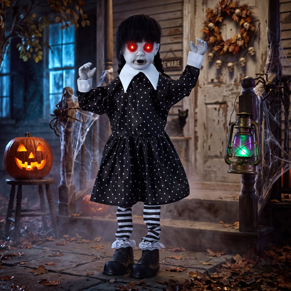 Joyfy Halloween Decorations Outdoor, 72"(6ft) Light Up Animated Scary Decorations Pumpkin Ghost with Sound Activation,Animatronics Pumpkin Decorations for Haunted House Prop Yard Decor