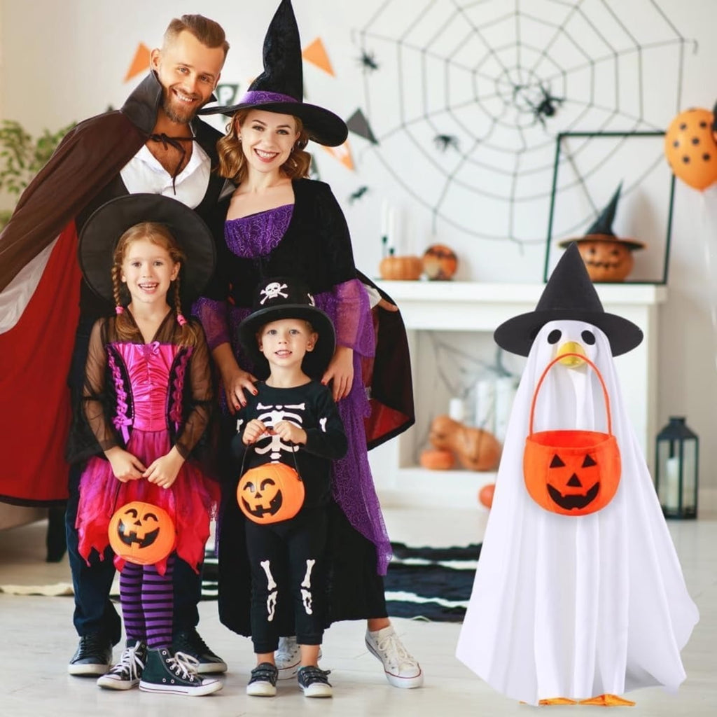 Halloween Garden Porch Decor, Porch Goose Outfits Halloween, 23 Inch Porch Goose Outfits, Witch Dress and Hat Set, Fits 23X11X26 Inch Standing Plush Goose for Front Porch Lawn