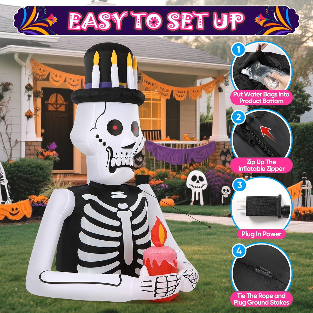 Toiyjofe 8ft Giant Halloween Inflatable Grim Reaper Tree with Pumpkins & LED Lights, Outdoor Skeleton Yard Decoration for Lawn & Haunted House