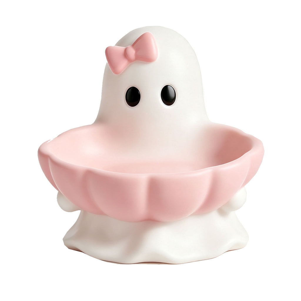 Halloween Decoration Ghost Figurine 11in Resin Ghost Statues with Pumpkin Candy Bowl for Outdoor Indoor Front Door, Porch Yard Lawn Party Decor