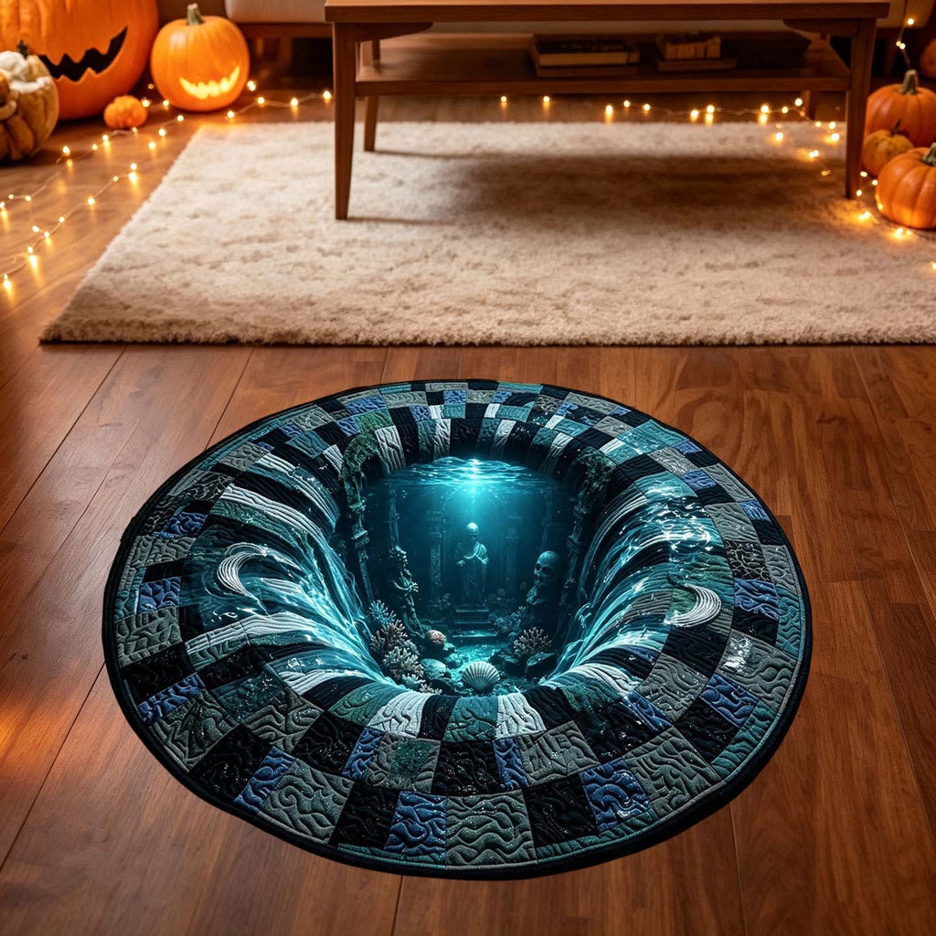 Win s Way 3D Illusion Round Halloween Rug Optical Illusion Doormat Non- Washable Entryway Decor Spooky Fall Front Door Mat for Party Decoration Available in 15.8/23.6/31.5 Inch