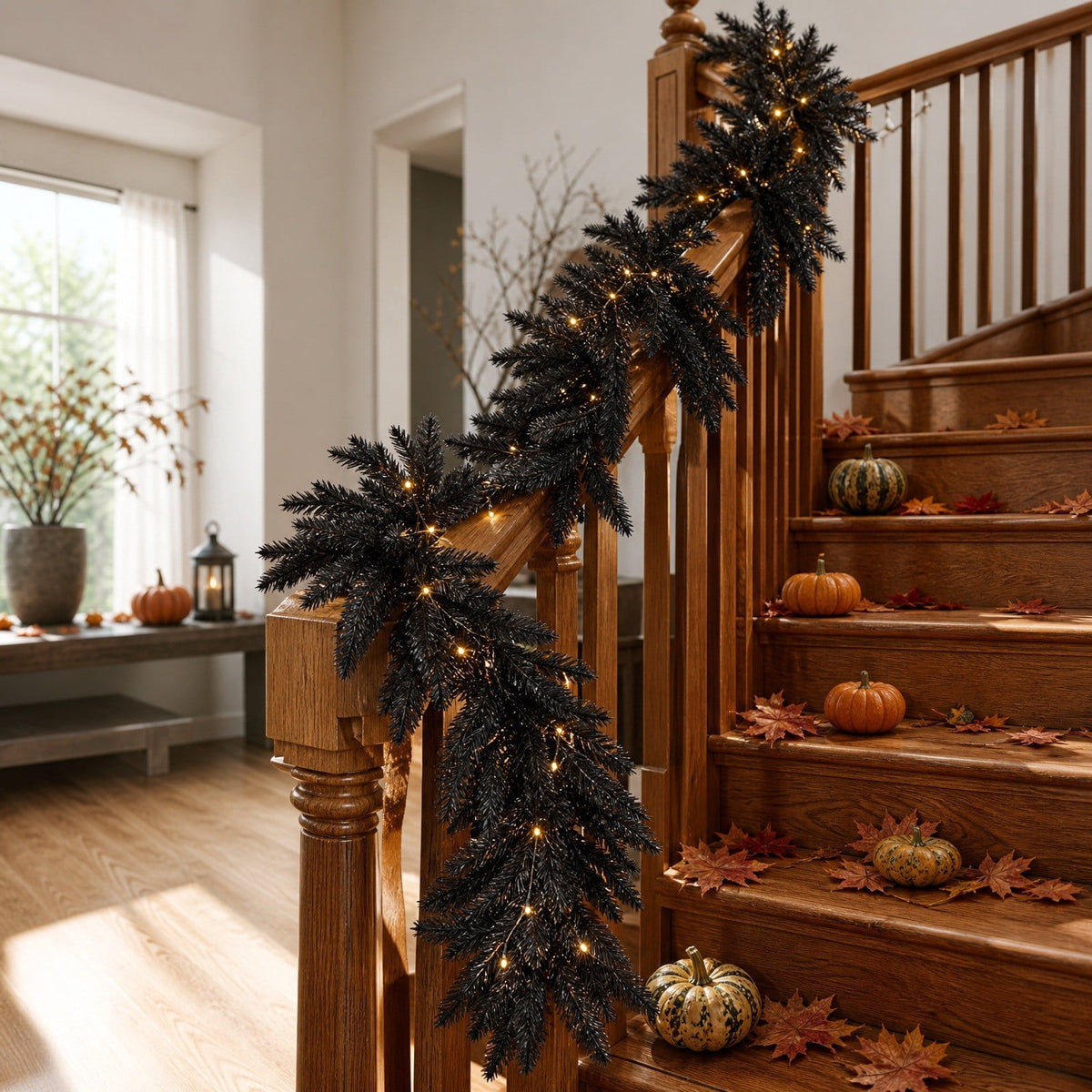 SPOORYYO 2Pcs Fall Maple Leaves Stems for Vase, Artificial Autumn Fake Leaves Decor, Maple Leaf Bushes Shrubs for Thanksgiving Halloween Home Farmhouse Table Centerpiece, 12.99" x 7.87"