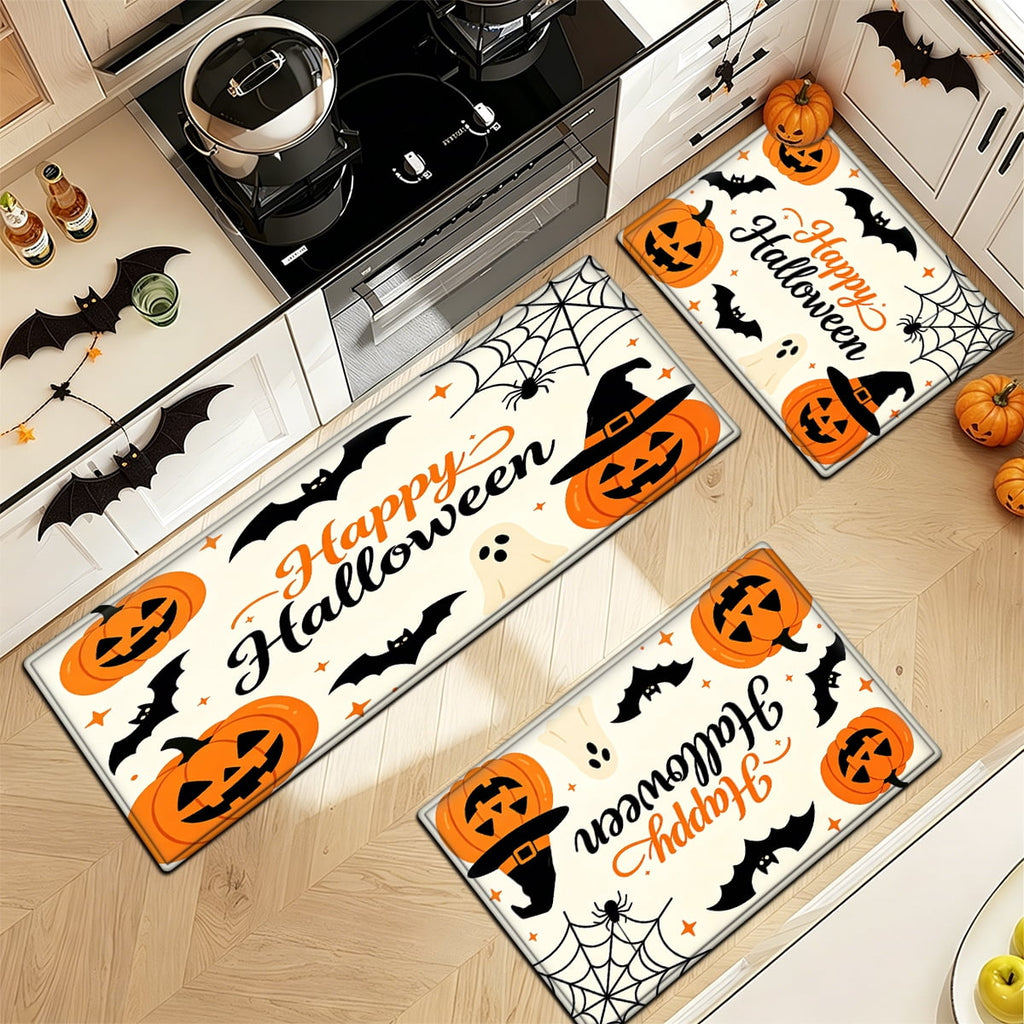 YIMEIS Halloween Pumpkin Lanterns Multi-purpose 1-Piece Flannel Mat and Kitchen Rugs,Soft Non-slip for Home Bedroom Bathroom