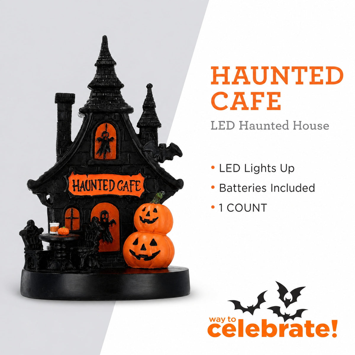 Light-Up Resin Haunted House Decoration, Multicolor, 6.9", Halloween by Way To Celebrate