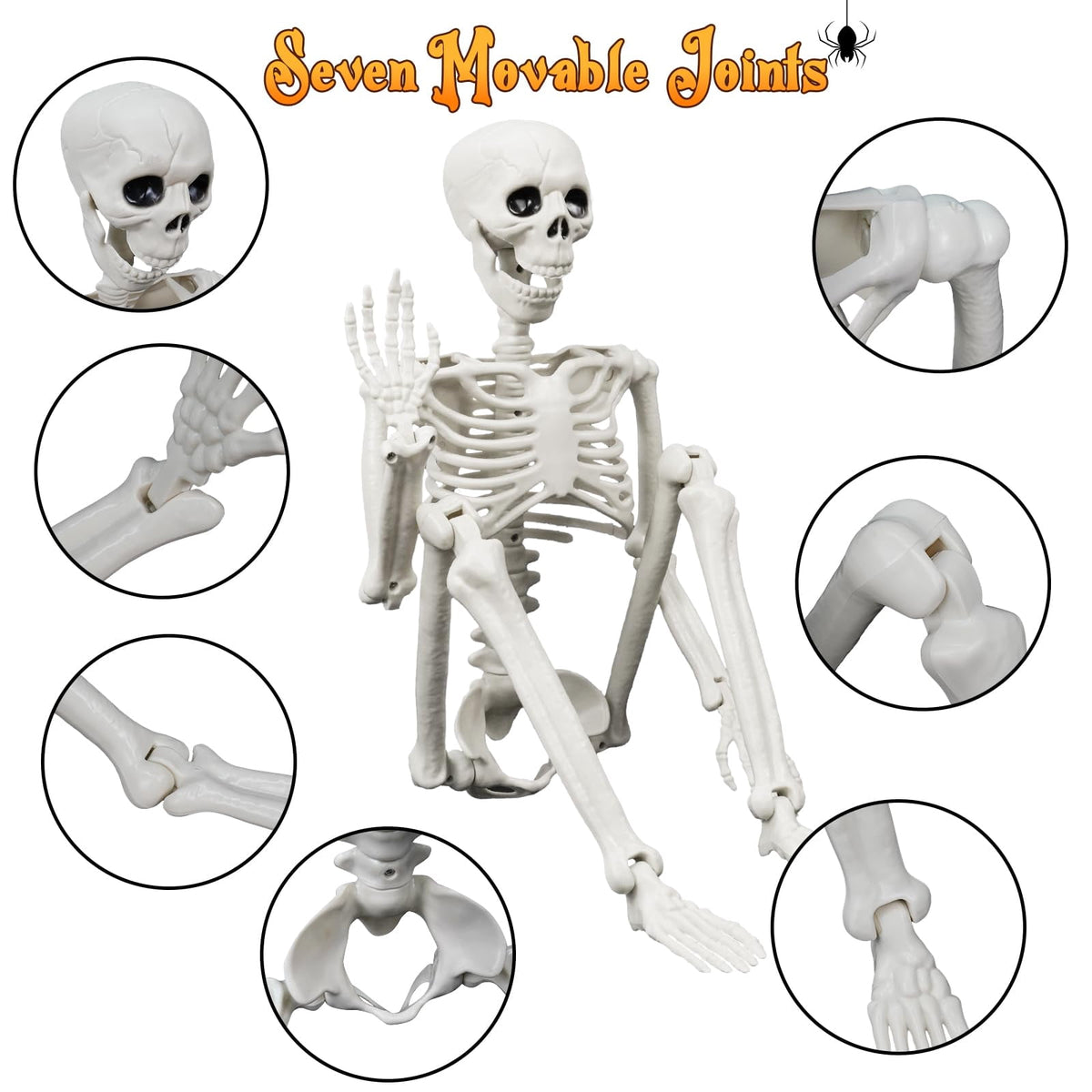 TETOU 2Pcs Halloween Human Cat Skeletons,35.4 Inch Realistic Full Body Movable Posable Skeleton for Halloween Garden Yard Porch Party Haunted Graveyard Indoor Outdoor Decororation