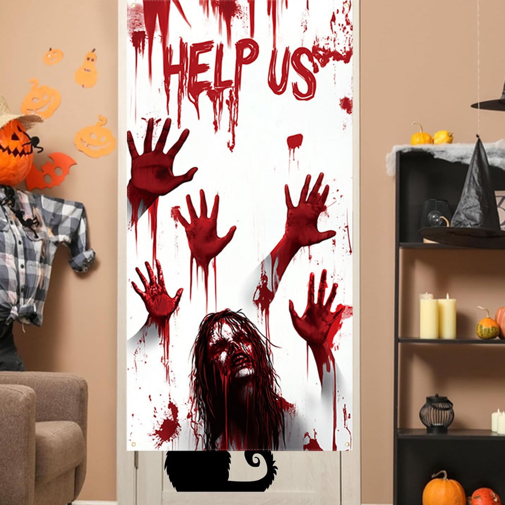 DAMAI Halloween Door Hanging Curtain Party Festival Scene Layout Supplies Decorative Porch Hanging Cloth