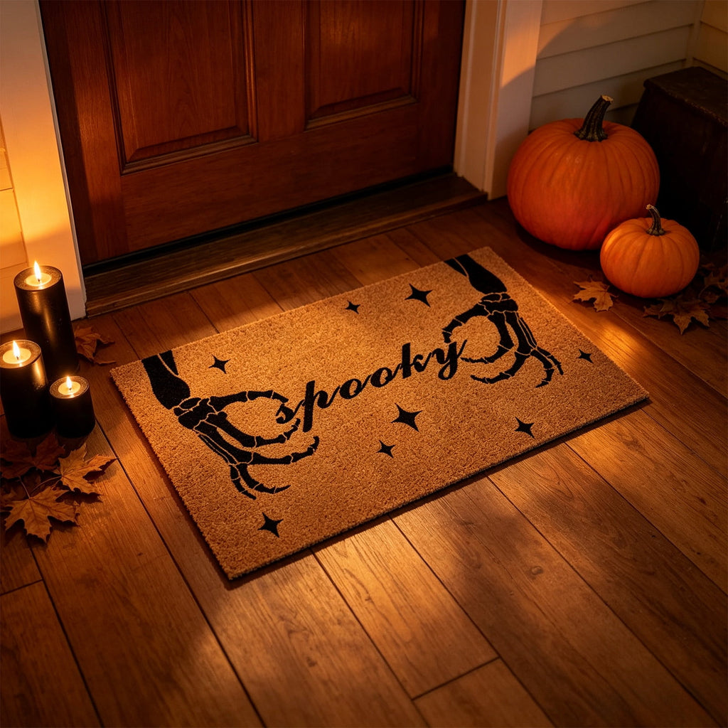 Halloween Doormat Vintage Retro Style Mat 23.6x15.7in Secure-Grip Absorbent Coir Look Entryway Rug for Front Porch Indoor Outdoor Decor by OVFUIZ