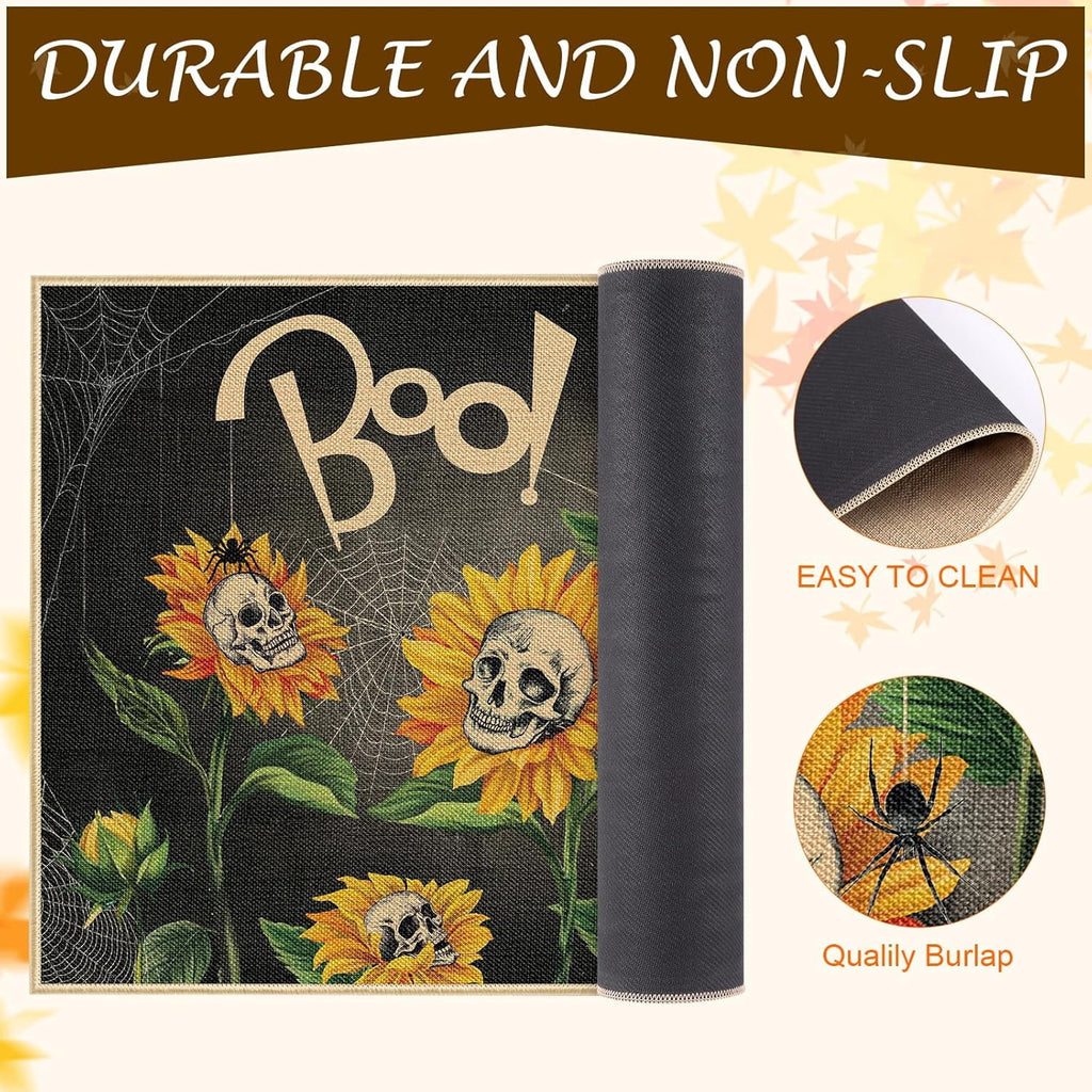 ASKETAM Halloween Doormat Indoor/Outdoor Non-Slip Carpet 19.5" x 31.3" (Sunflower Skull)