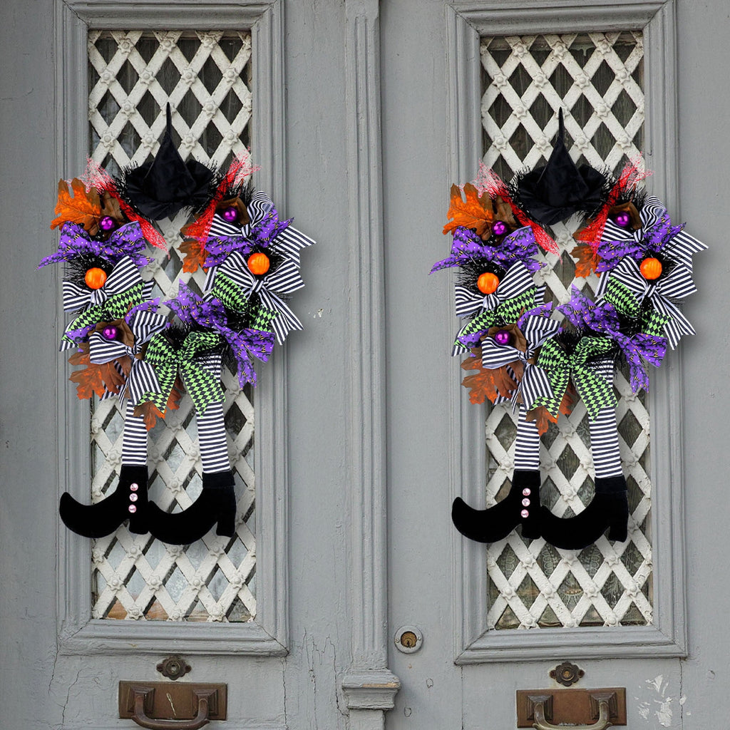 Hotyverty Halloween Wreath for Front Door, 13.77 Inch, Skull With Black Bow Wreath Halloween Decorations For Covered Outdoor Door & Farmhouse Gothic Home Ornament