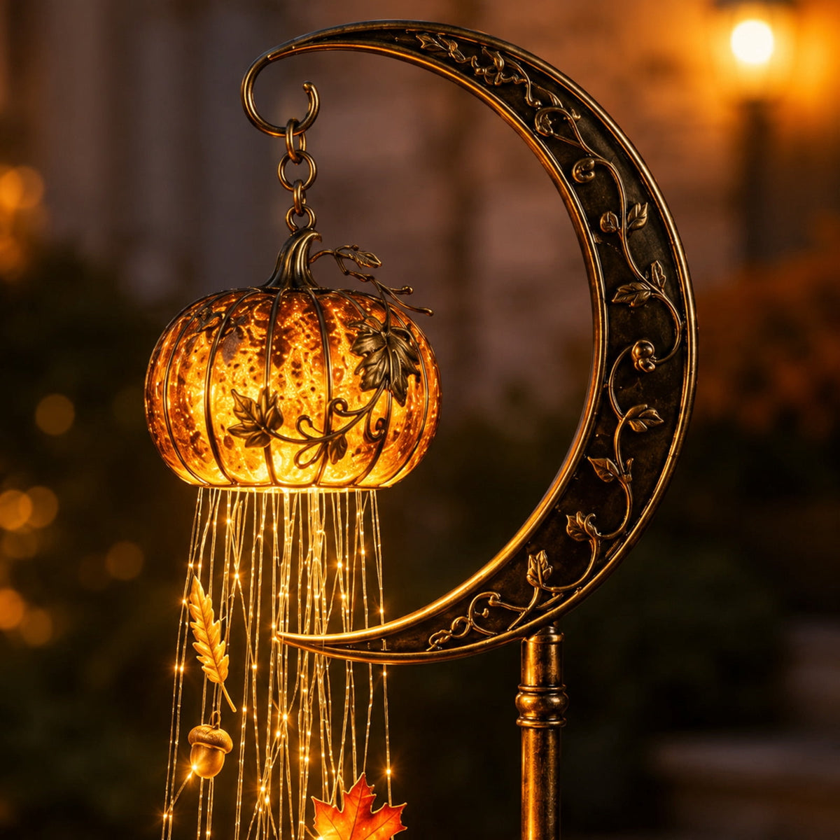Halloween Solar Garden Stake Light,Metal Hanging Pumpkin Lantern Waterproof for Yard Lawn Proch