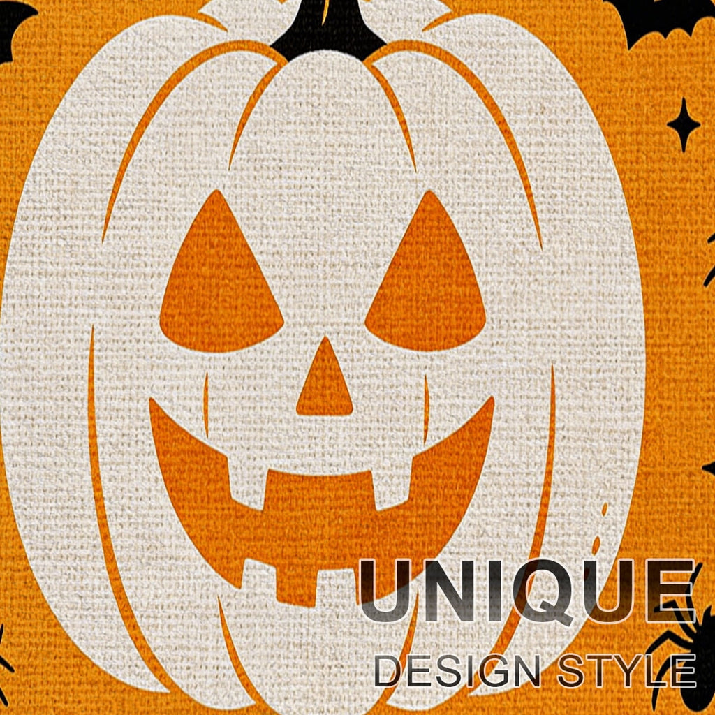 YIMEIS Halloween Orange Ghost Pumpkin Black Cat 1Pc Flannel Mat & Kitchen Rugs,Soft Non-slip,16''×24'' Inches,for Entryway Bathroom