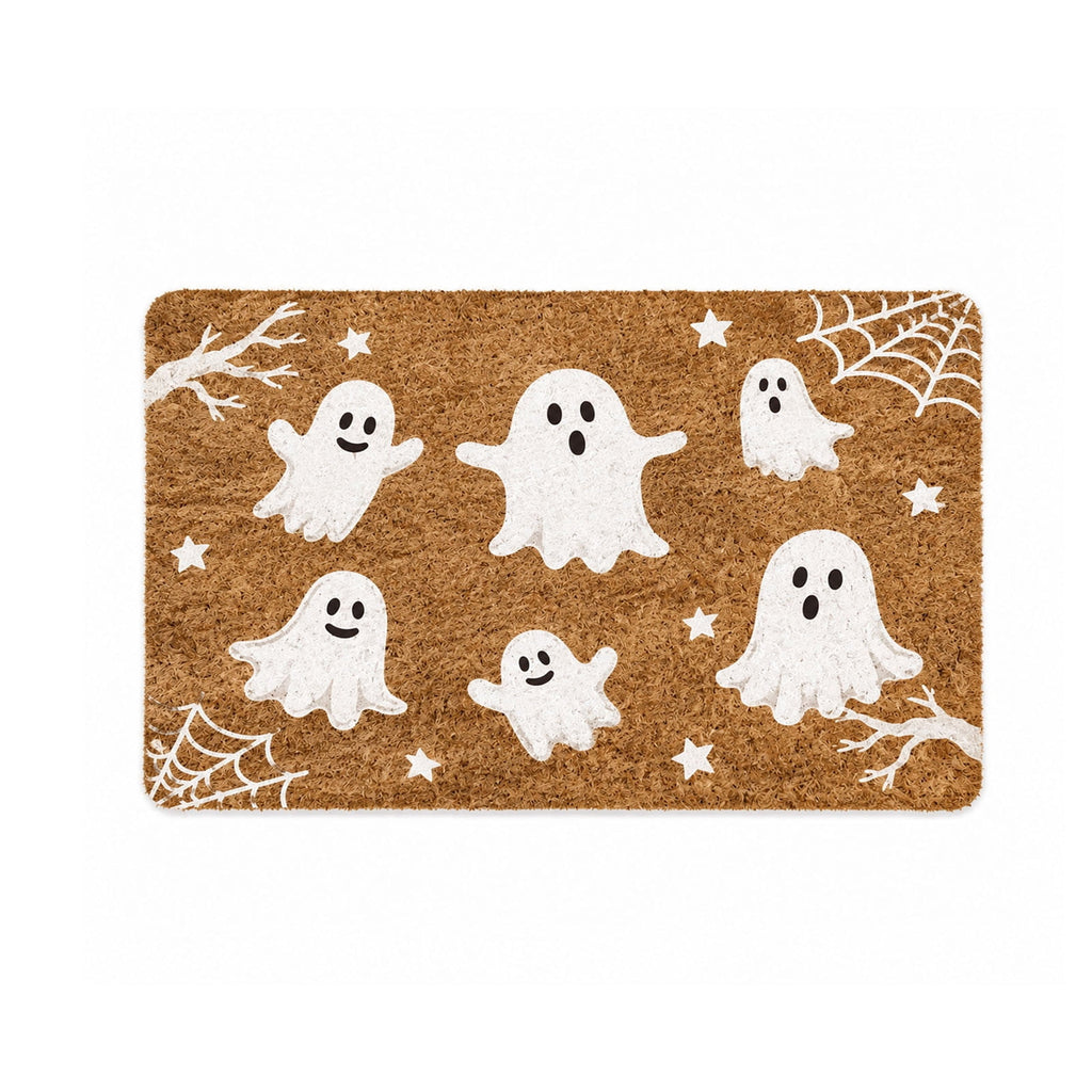 Fllostpr Halloween Pumpkin & Crow Welcome Doormat for Front Door, Non-Slip Vintage Brown Coir Floor Mat for Outdoor Porch Entryway Decor,16x24 Inch