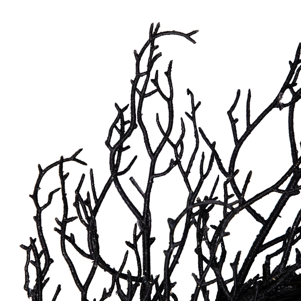 Northlight Glittered Twig Artificial Halloween Wreath - 24" - Black - Unlit