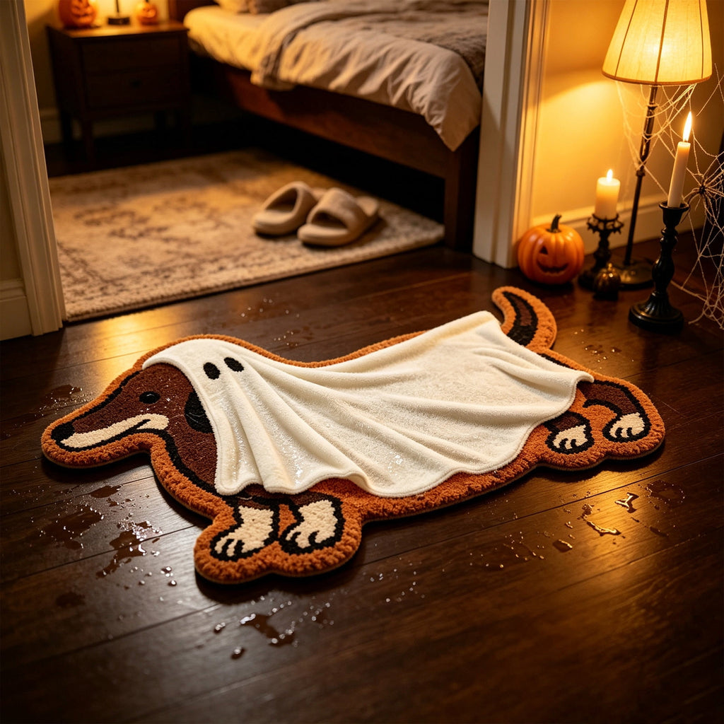 Halloween Decor White Ghost Rug 24x16 inches, Handmade Tufted Fluffy Aesthetic Area Rugs, Cute Soft Cool Non Slip Floor Carpet Bath mat, Living Room, Bathroom, playroom, Kitchen