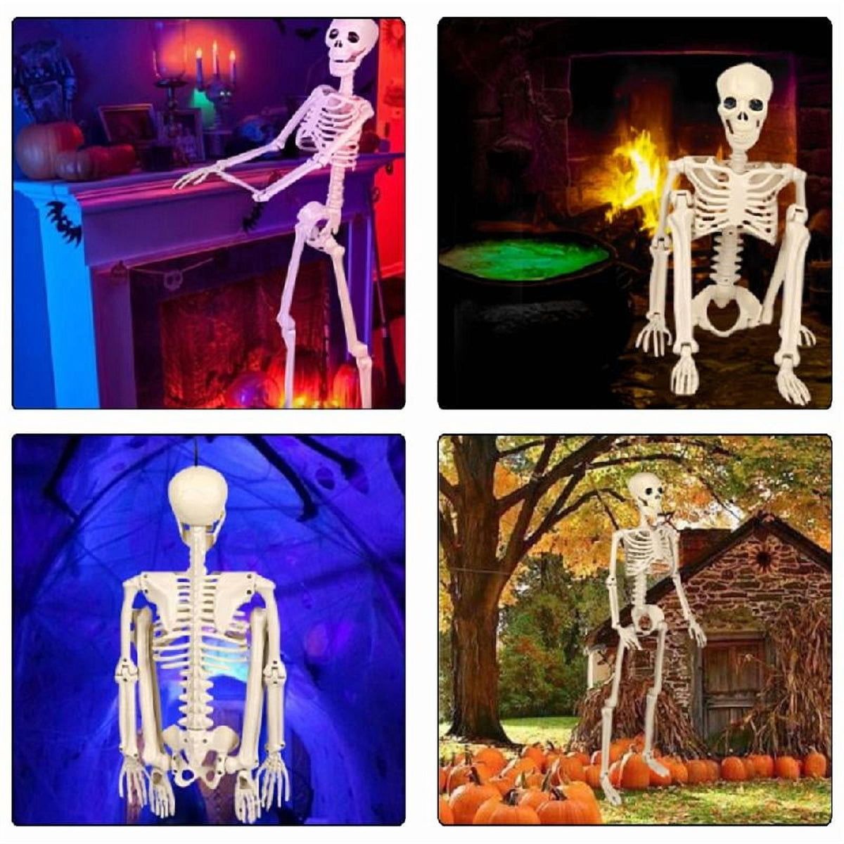 Tizuqe Poseable Halloween Skeleton with Movable Joints Realistic Full Body Bone Ornament Eerie Outdoor and Indoor Decoration