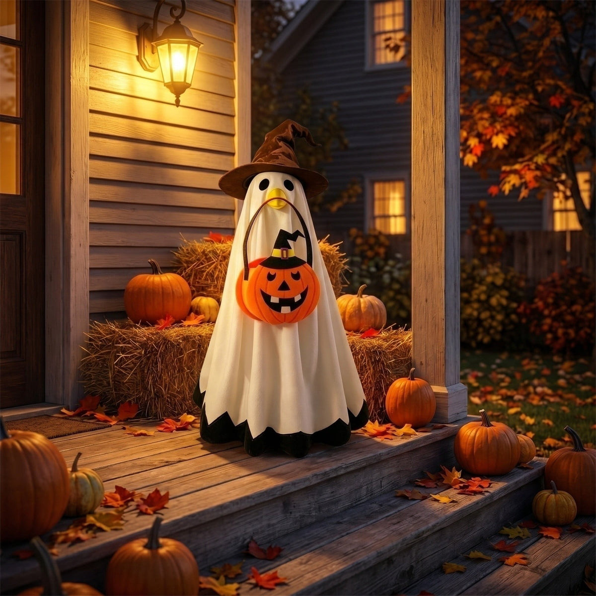 Halloween Garden Porch Decor, Porch Goose Outfits Halloween, 23 Inch Porch Goose Outfits, Witch Dress and Hat Set, Fits 23X11X26 Inch Standing Plush Goose for Front Porch Lawn