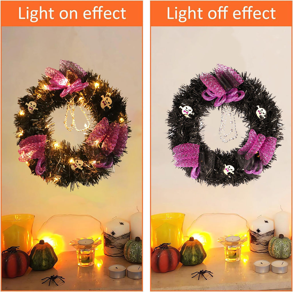 sruoe Halloween Decorations, Indoor Outdoor Halloween Decor, Artificial Wreaths, Halloween Decorations for Outside, Halloween Wreaths for Front Door, Halloween Horror Skeleton Maple Leaf Wreath