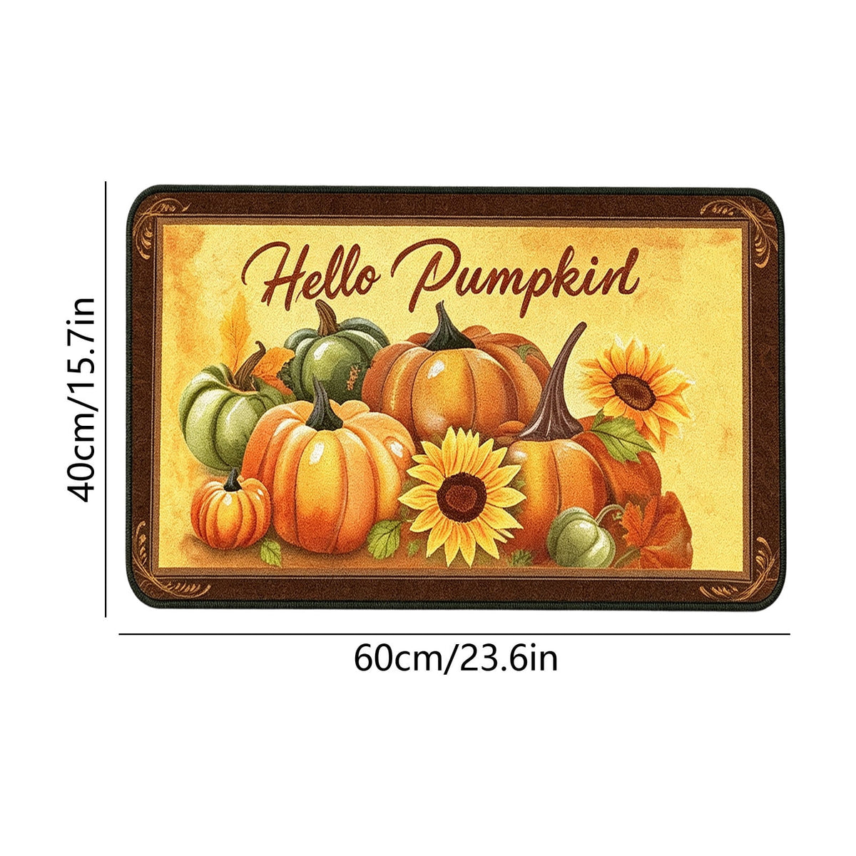 Yhmxh Fall Pumpkin Decorative Door Mat, Autumn Harvest Welcome Entryway Rug, Non‑Slip Absorbent Front Doormat, Seasonal Floor Mat for Indoor Outdoor Halloween Home Decoration 15.7x23.6 Inch