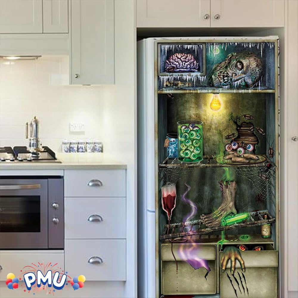 PMU Halloween Bathroom Door Cover, Halloween Decor, Door Decor