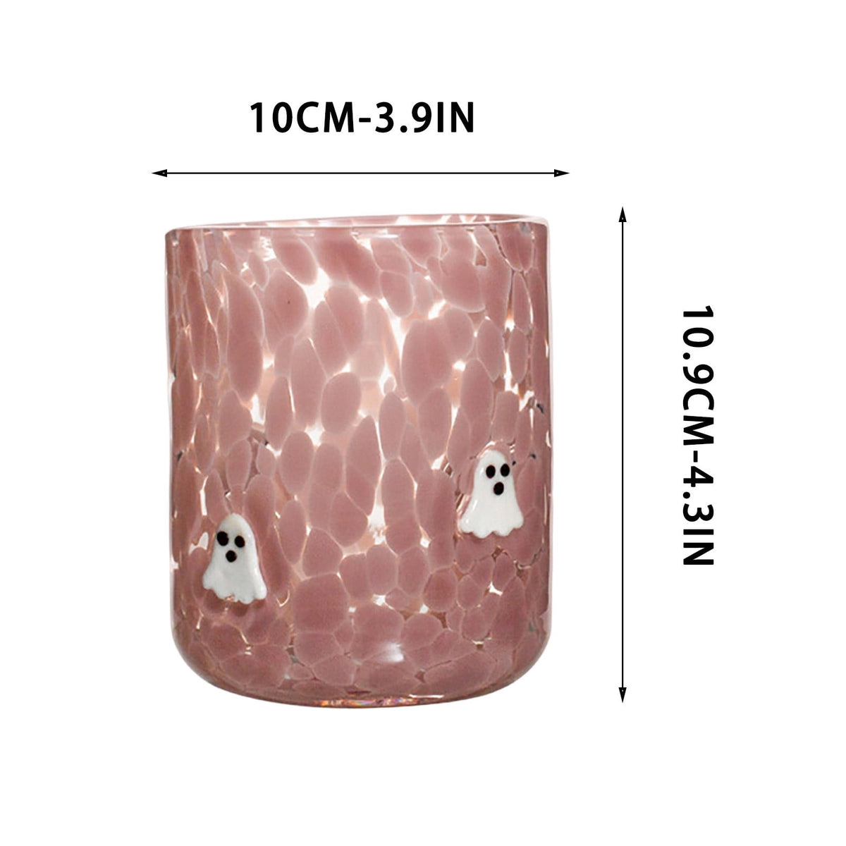Qocolcyl Halloween Icon Glass Cups - 3.5x4.7in Ghost Bat Snake Pumpkin Icon Juice Stemless Wine Glasses Double Old Fashioned Hand Blown Drinking Cups for Halloween Party Gift