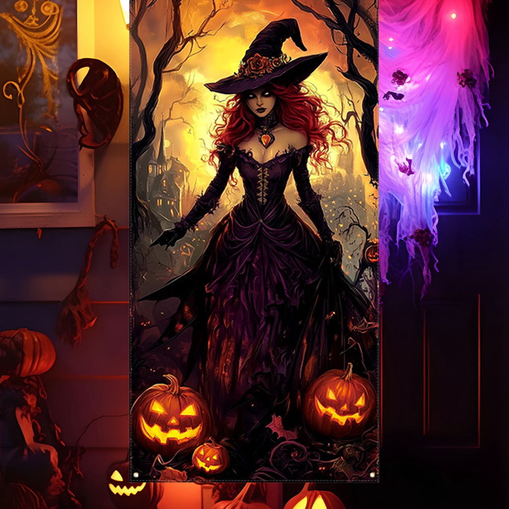 DAMAI Halloween Door Hanging Curtain Party Festival Scene Layout Supplies Decorative Porch Hanging Cloth