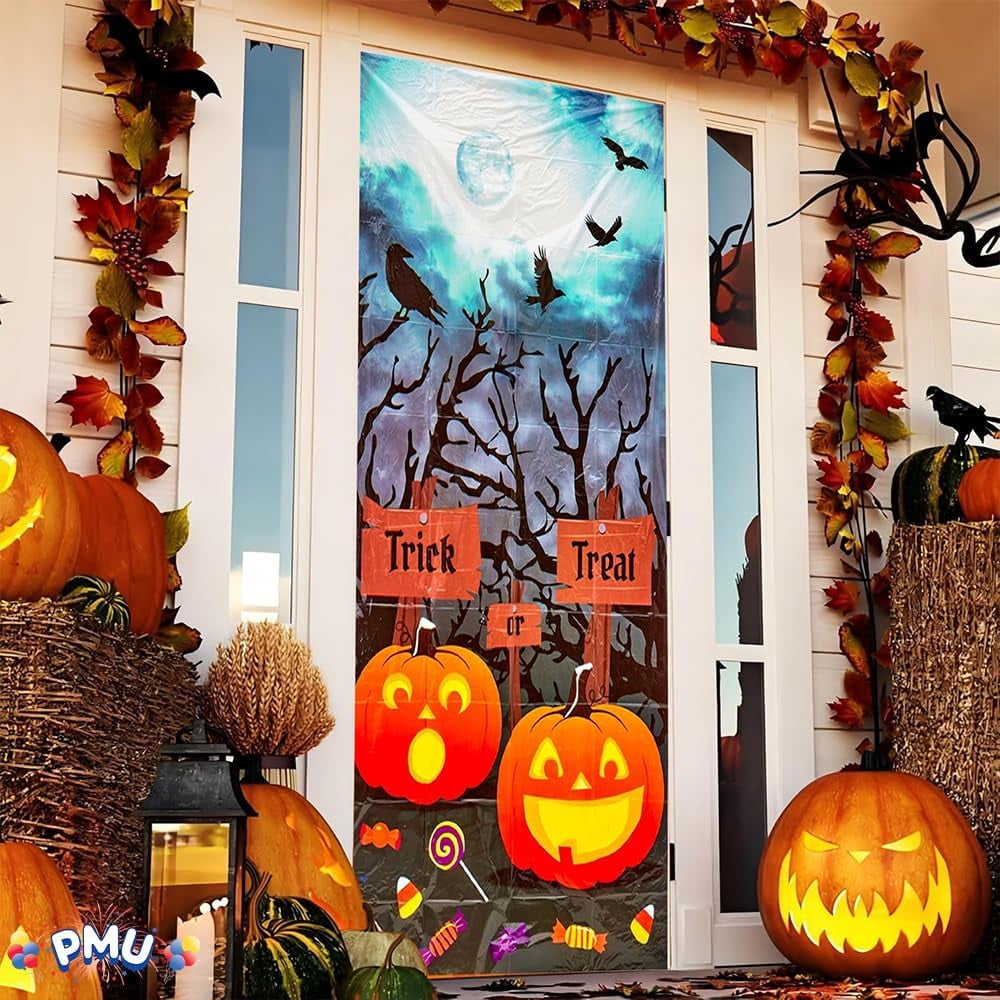 PMU Halloween Bathroom Door Cover, Halloween Decor, Door Decor
