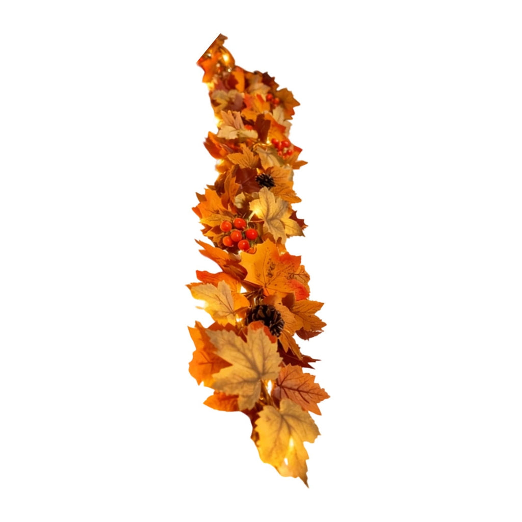 Fall Decorations for Home, 71 inch Fall Garland with Lights, Glowing Artificial Maple Leaves Home Decor Thanksgiving and Halloween, Bright colors