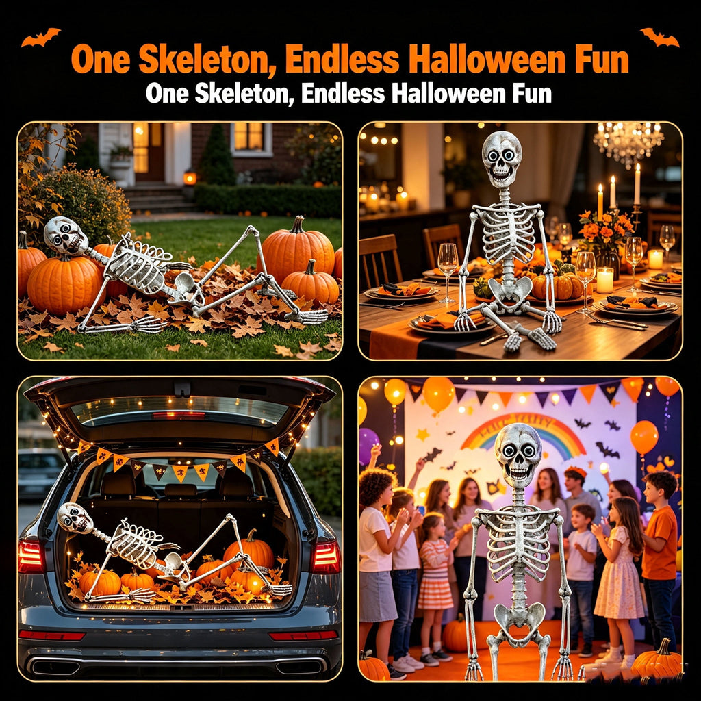 Diceymbol Life-Size Halloween Skeleton27.5Inch Tall Anatomical Model with Skull & Articulated Limbs, Durable Outdoor/Indoor Decoration for Spooky Displays