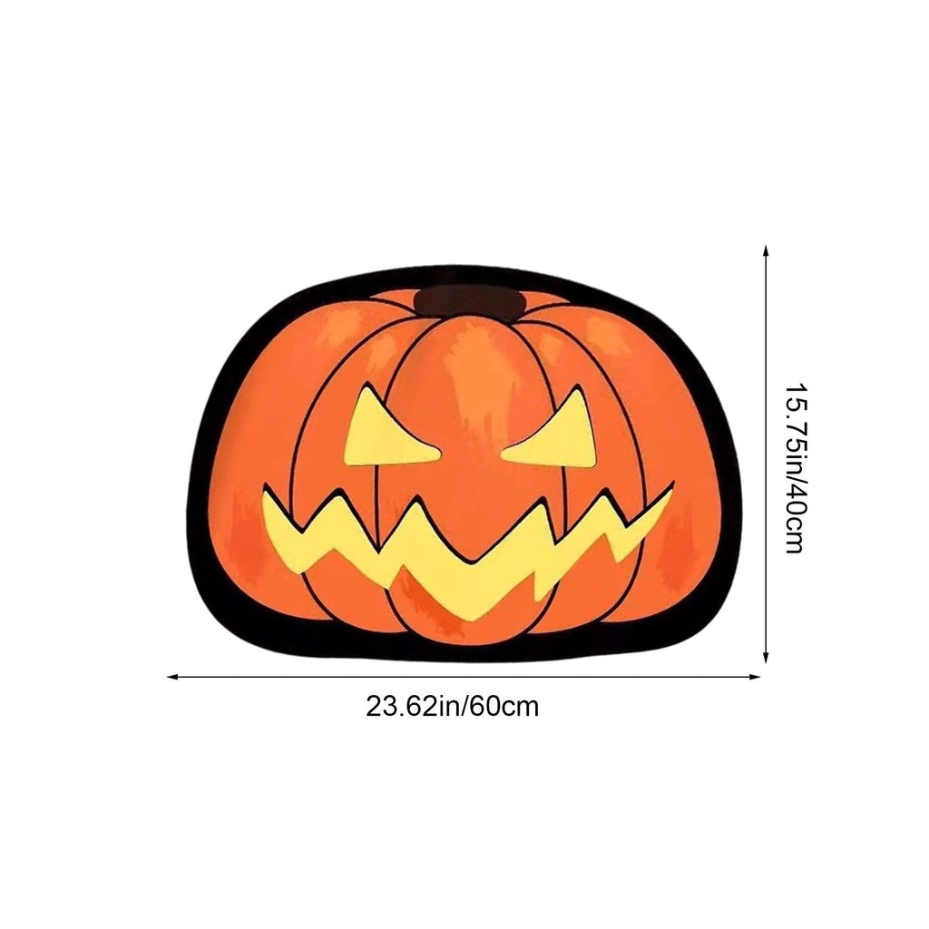 Halloween Door Mat Pumpkin Shaped Non-Absorbent Skidproof Mat 15.75x23.62in Polyester Skidproof & Weather Resistant for Front Door Porch Indoor Outdoor Halloween Door Mat by MPOISVA