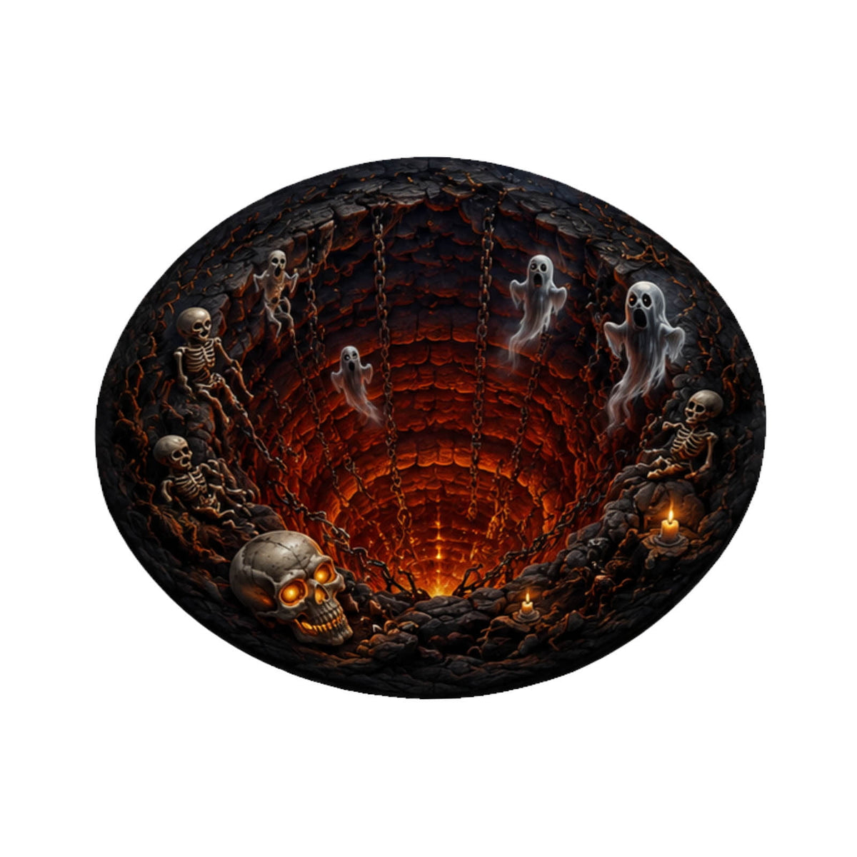 Win s Way 3D Illusion Round Halloween Rug Optical Illusion Doormat Non- Washable Entryway Decor Spooky Fall Front Door Mat for Party Decoration Available in 15.8/23.6/31.5 Inch